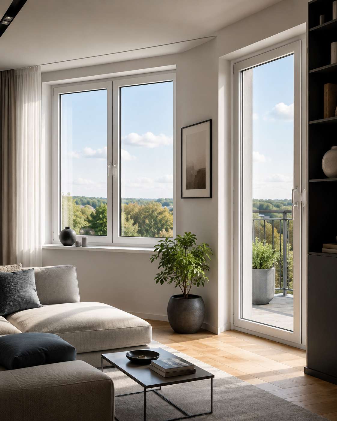 Moderan PVC prozor u svetlom enterijeru